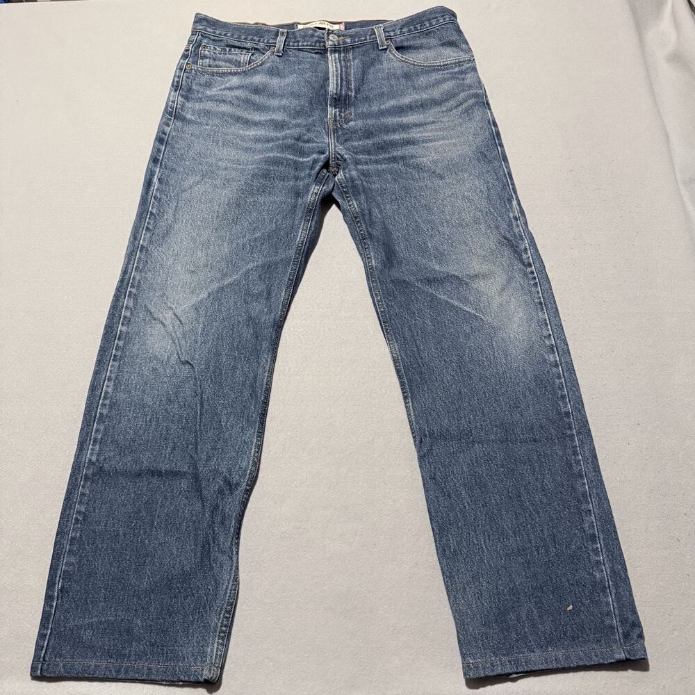 Levi's 505 Straight Jeans Blue Denim Mid Rise Classic Distressed Bootcut 38X34